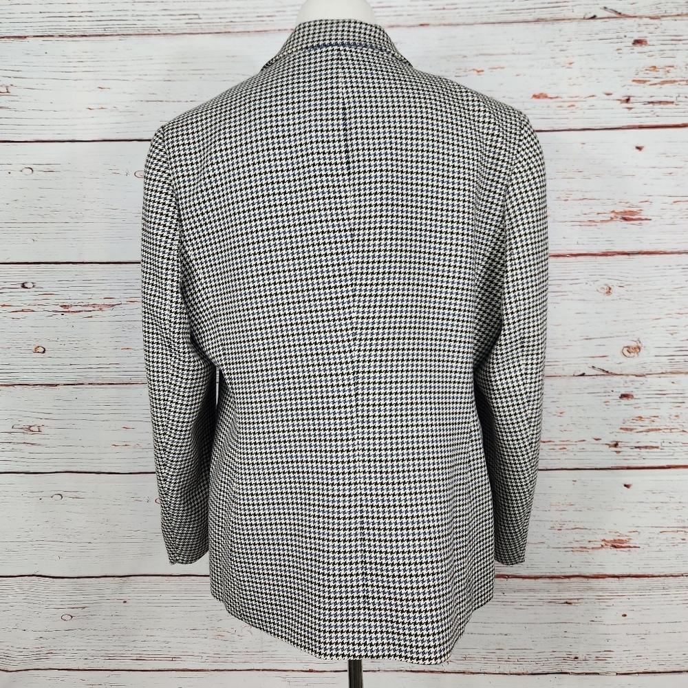 JONES NEW YORK Black White and Blue Houndstooth Blazer Size XL - Picture 4 of 12
